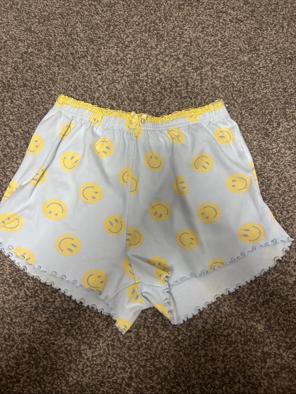 Yellow Smiley Face Satin Sleep Shorts